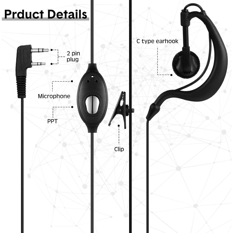 10pcs 워키 토키 이어폰 (마이크 포함) 2 핀 양 - Wired Earphone Mic 리뷰 및 가격