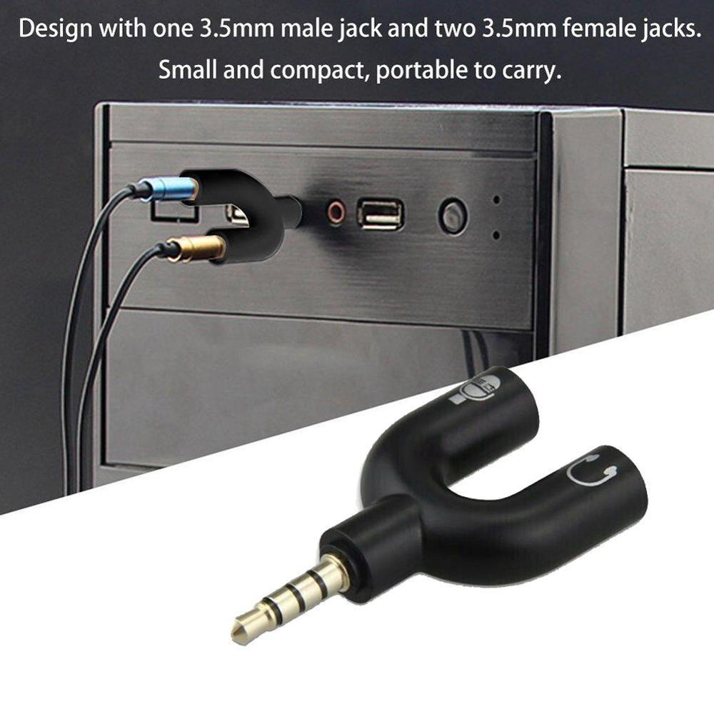 1PC 듀얼 3.5MM U 형 어댑터 헤드폰 플러그 오 - Earphone Splitter Jack 리뷰 및 가격