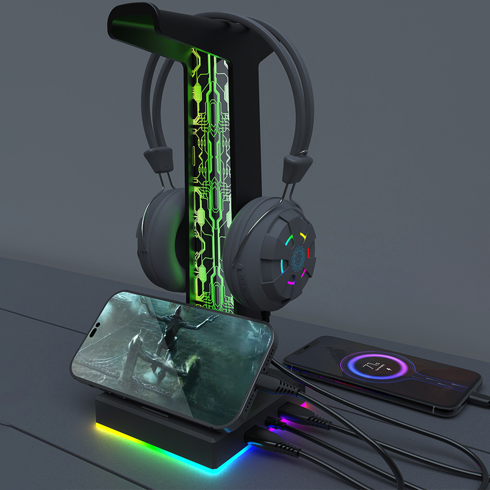 게이머 PC용 RGB 게이밍 헤드폰 스탠드, 듀얼 US - Headphone Stand Desk 리뷰 및 가격